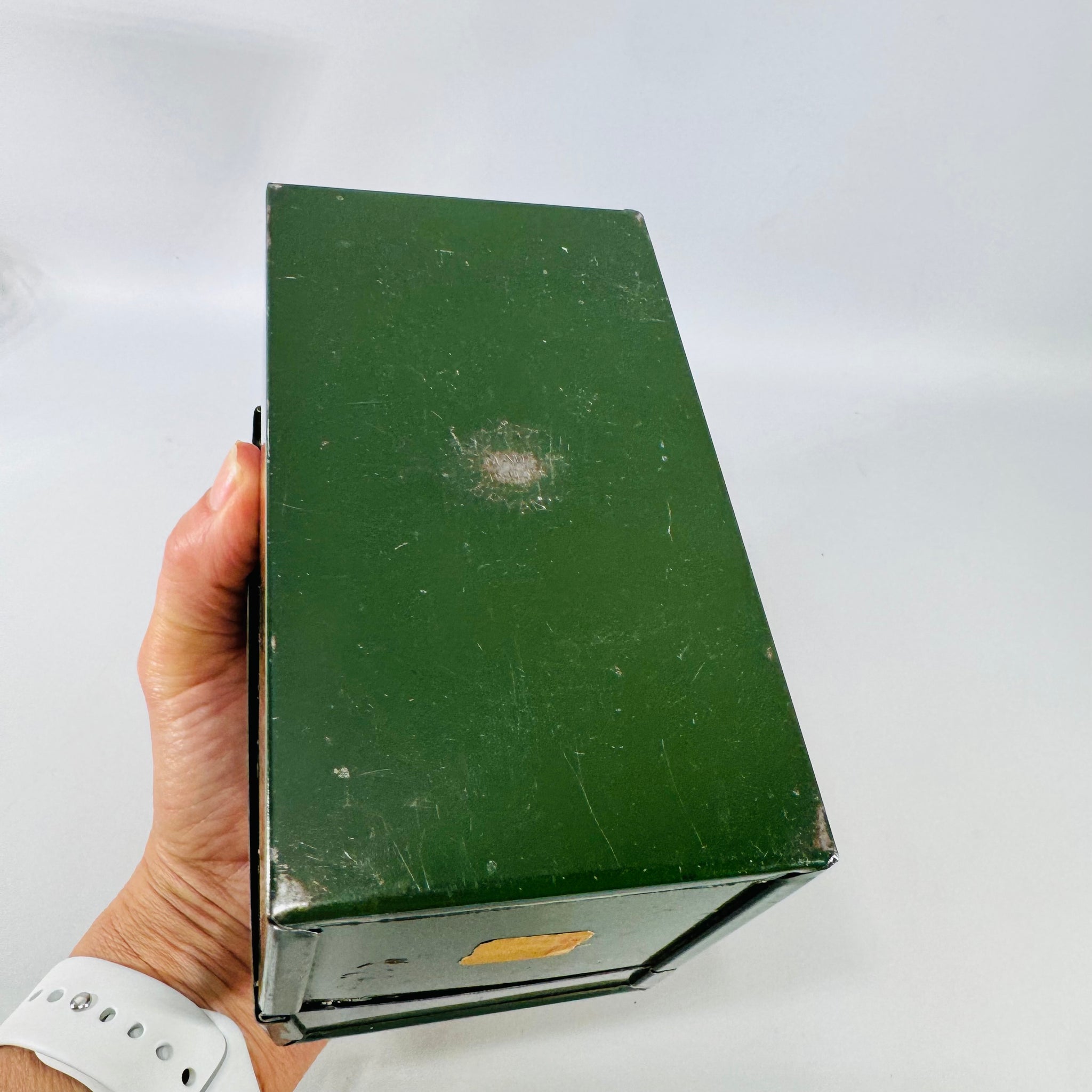 Vintage Green Metal Recipe Box with Recipes Estate Find - Reading