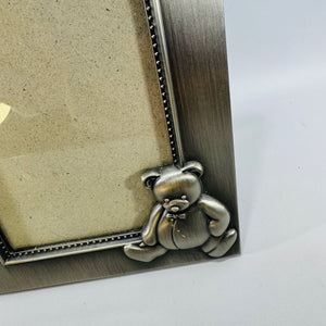 Burnes of Boston Teddy Bear Picture Frame | 1997 Silvertone Nursery Photo Frame