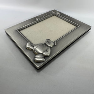 Burnes of Boston Teddy Bear Picture Frame | 1997 Silvertone Nursery Photo Frame