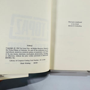 Cold War Spy Thriller — Topaz (1967, Third Printing) — Leon Uris | Dust Jacket, Espionage Fiction