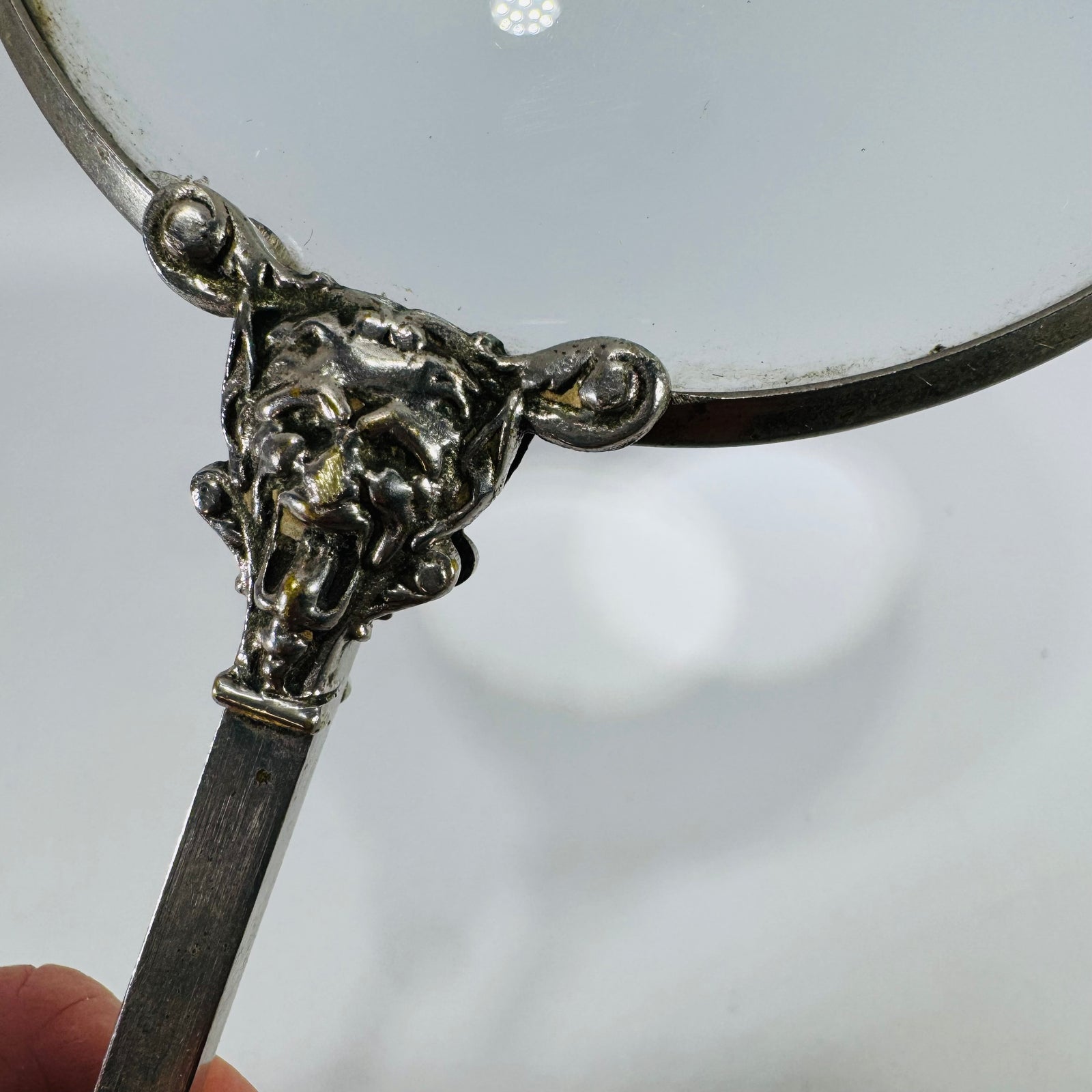 Vintage Ornate Metal Magnifying Glass | Silver Tone Library Desk Accessory