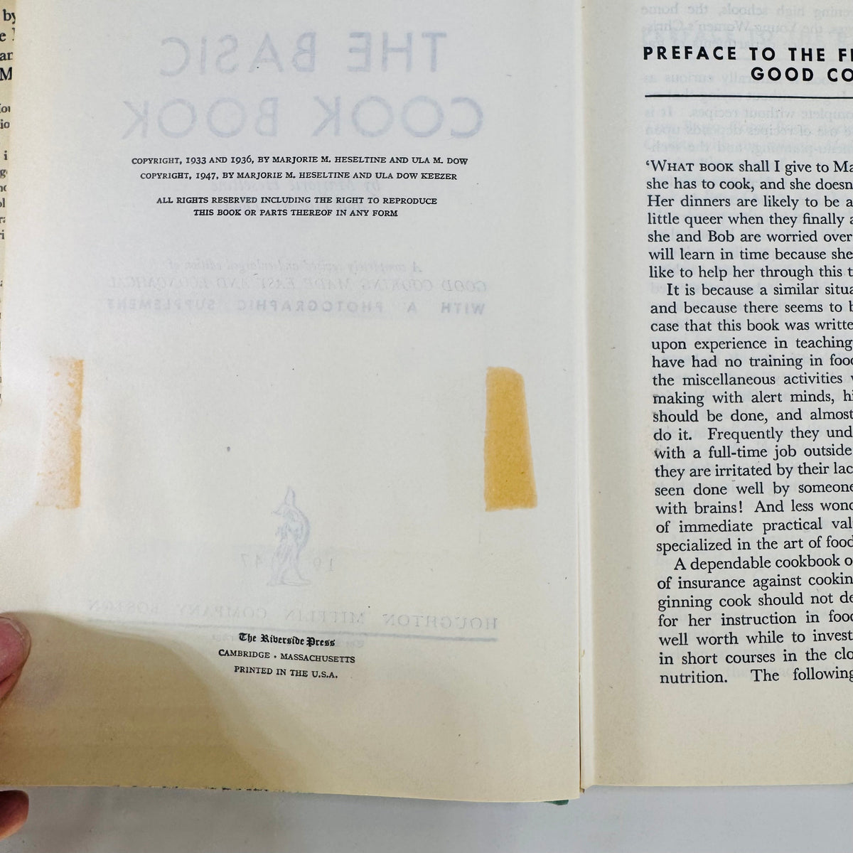 The Basic Cook Book by Marjorie Hesseltine & Ula M. Dow (1947), Houghton Mifflin Company
