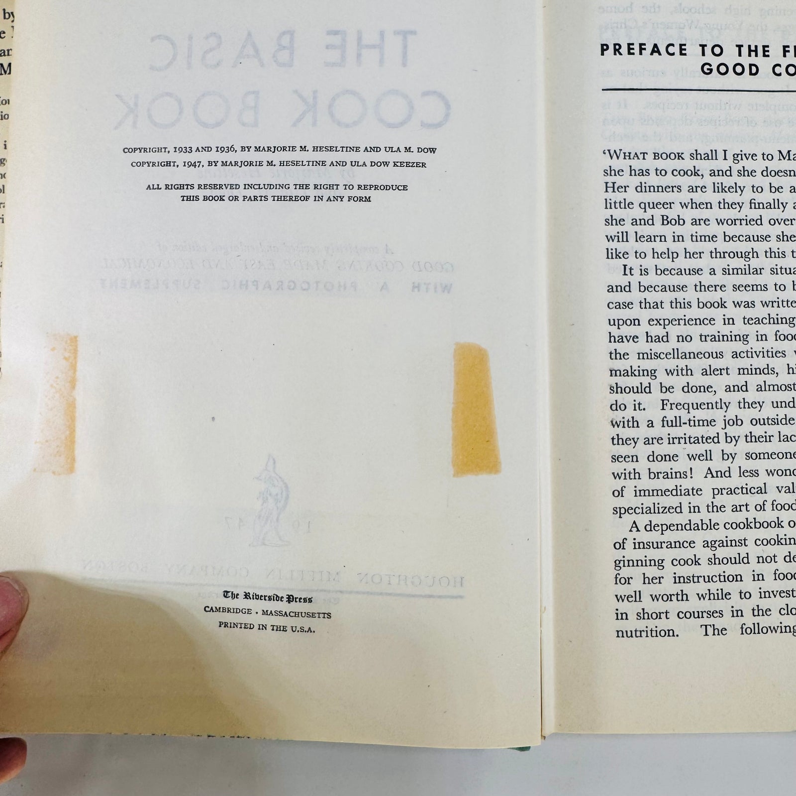 The Basic Cook Book by Marjorie Hesseltine & Ula M. Dow (1947), Houghton Mifflin Company