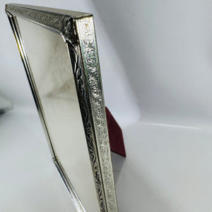 Vintage Silver 8 x 10 Picture Frame | Floral Metal Easel Back Frame