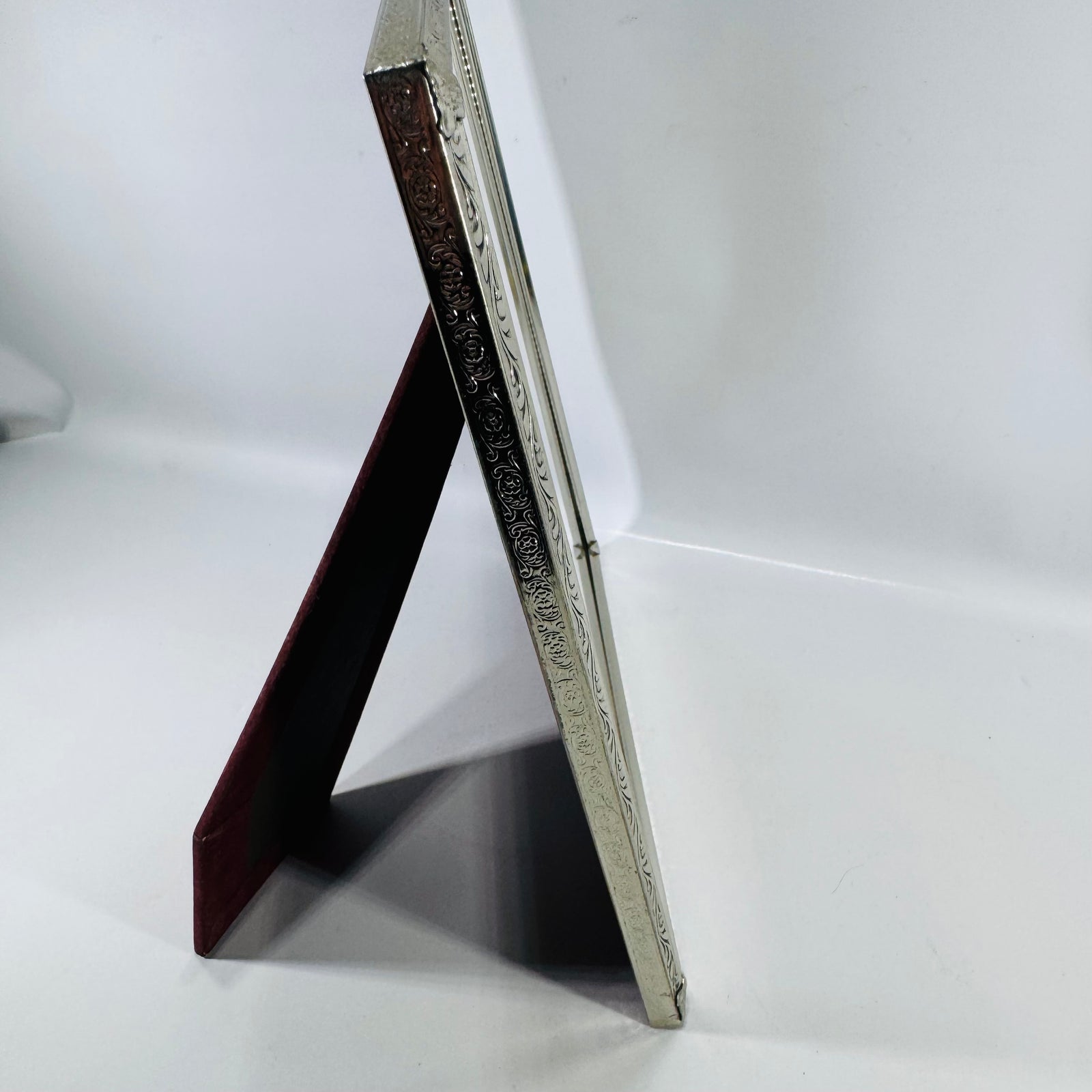 Vintage Silver 8 x 10 Picture Frame | Floral Metal Easel Back Frame