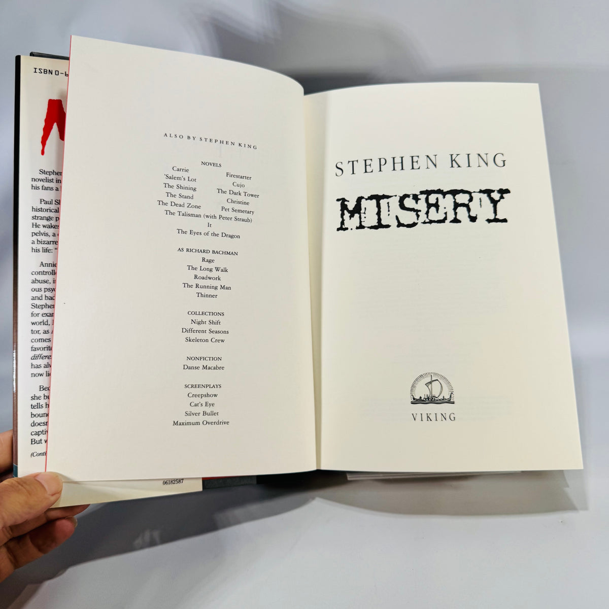 Horror Fiction Classic — Misery (1987) — Stephen King | Price-intact DJ, Psychological Thriller