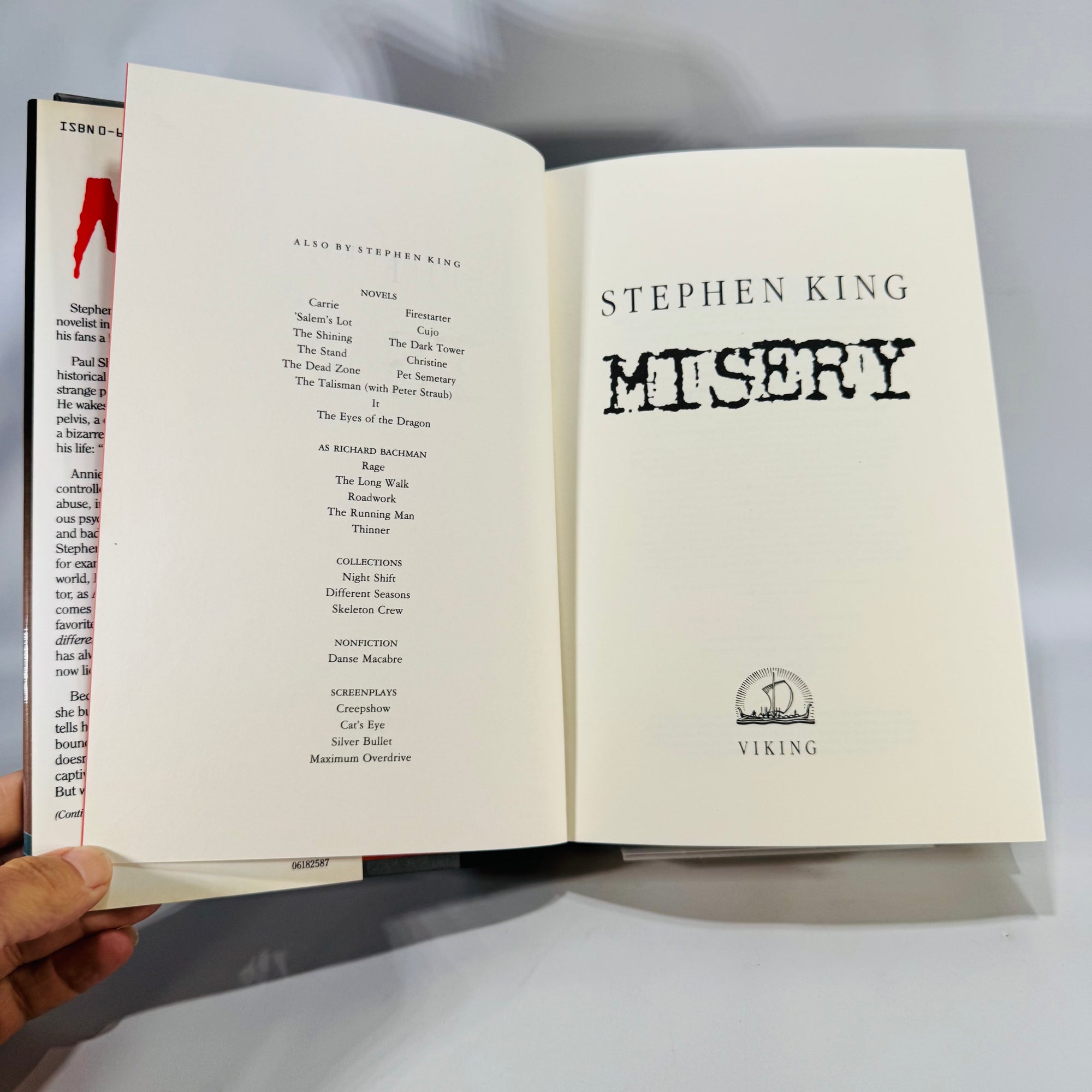Horror Fiction Classic — Misery (1987) — Stephen King | Price-intact DJ, Psychological Thriller