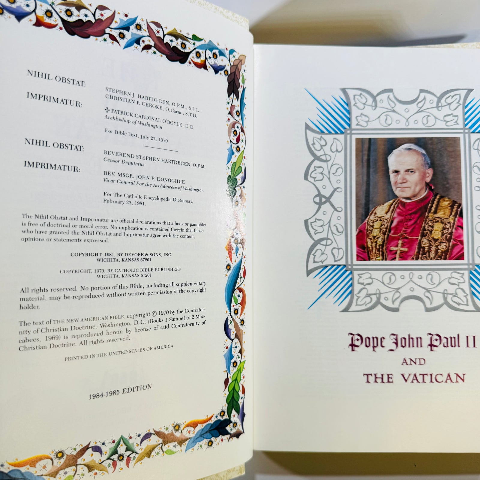 Vintage Catholic Family Bible New American Bible Knights of Columbus Memorial 1984–1985