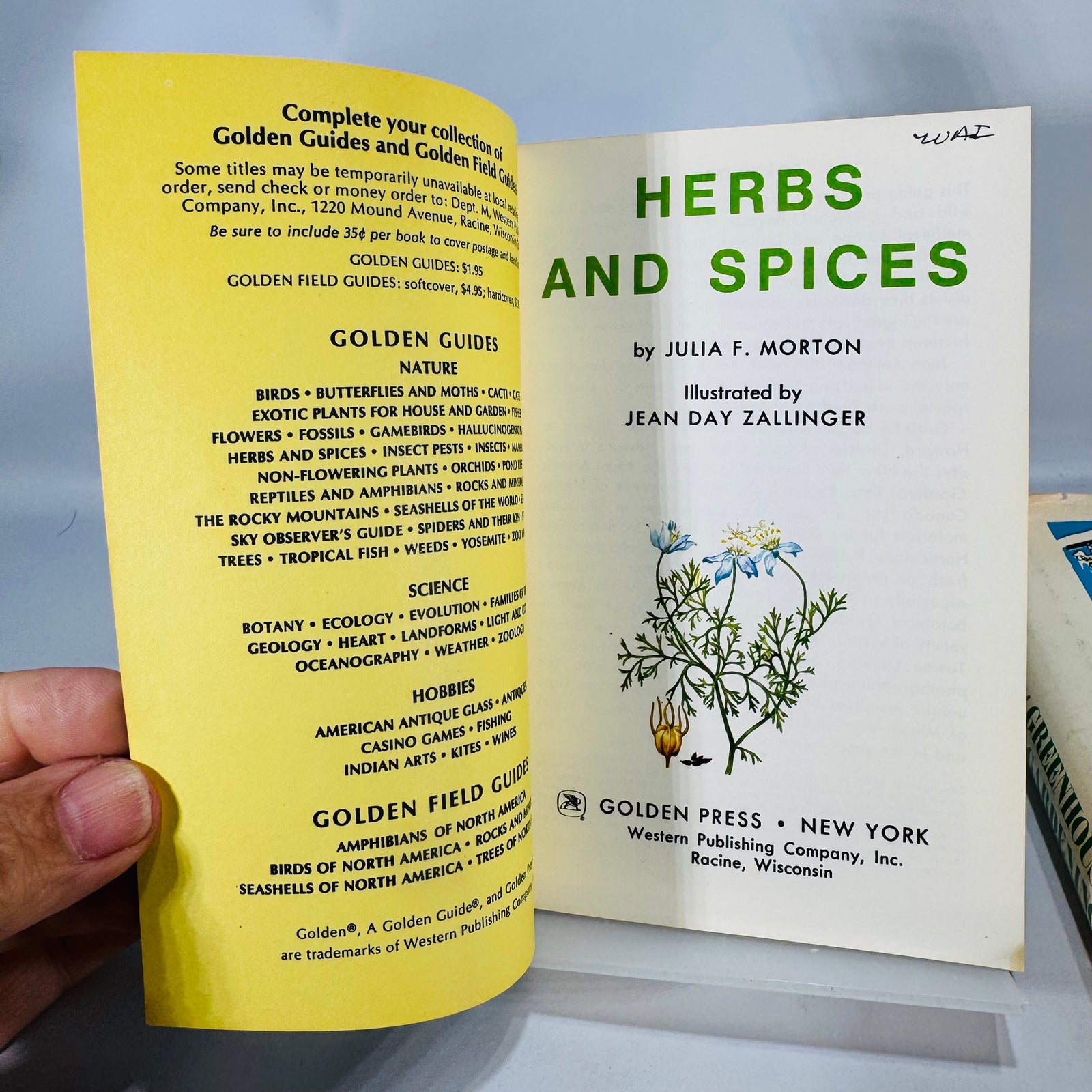 Greenhouse Gardening & Herbs Duo — The New Greenhouse Gardening for Everyone (HC/DJ, 1955/Gramercy) + Herbs and Spices Golden Guide (1976 PB) | Gardening & Herb Reference