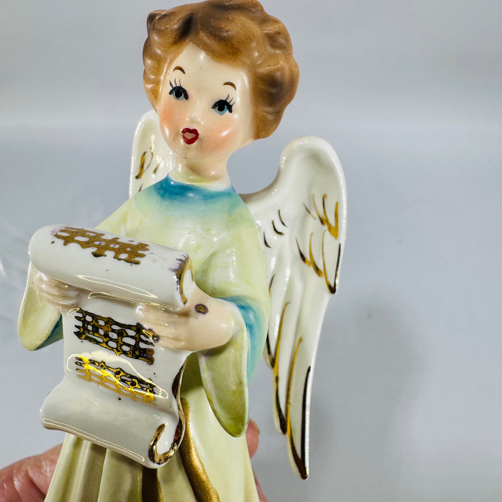 Vintage Nikoniko Japan Singing Angel Figurine | Hand Painted Mid Century Ceramic Christmas Decor