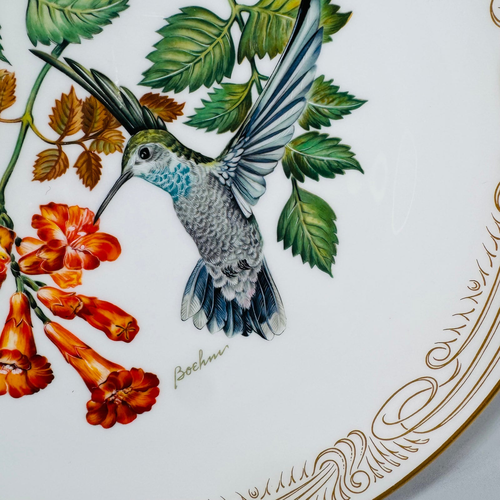 Vintage Boehm Blue-Throated Hummingbird Plate | Edward Marshall Boehm Bone China Collector Plate