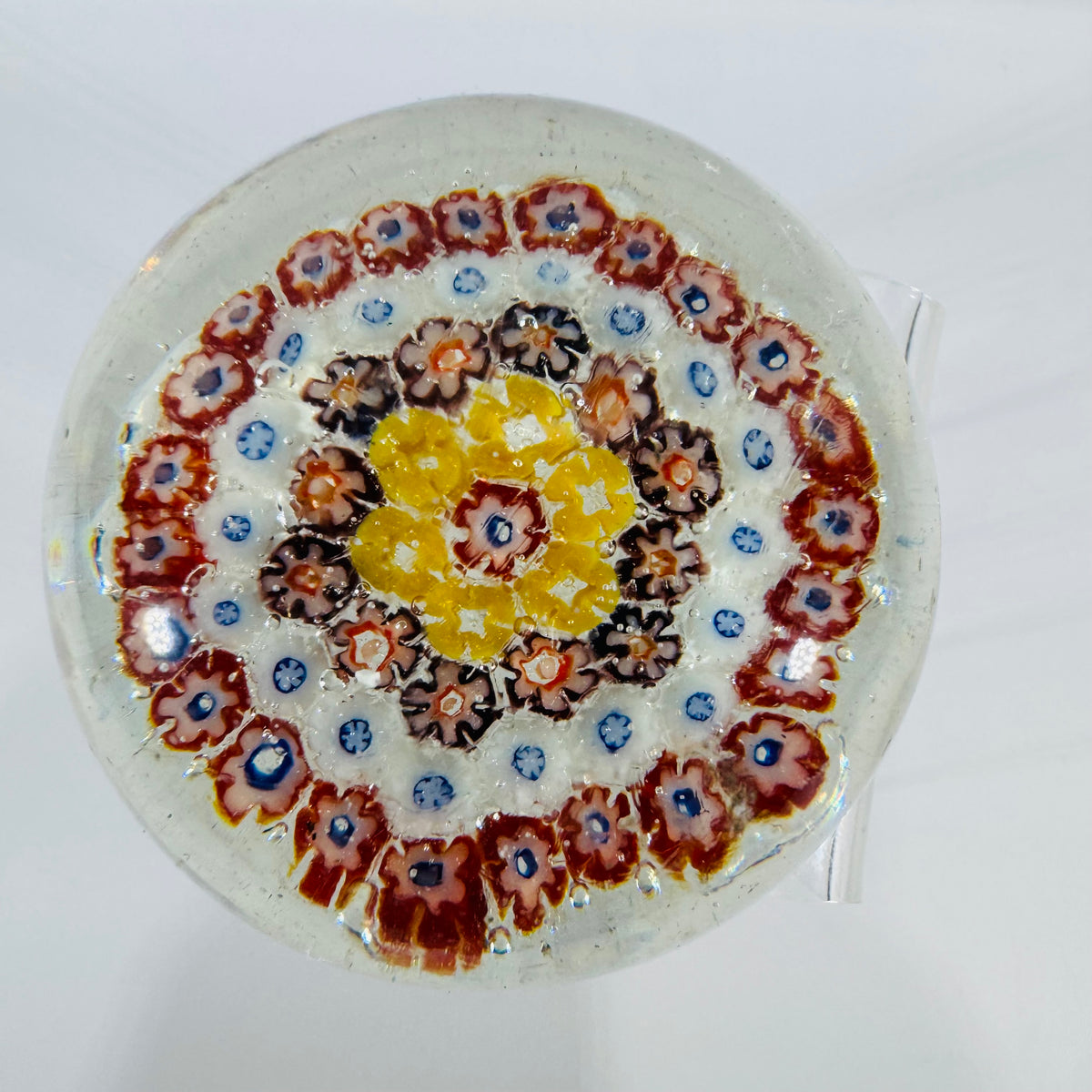 Vintage Murano Millefiori Glass Paperweight | Italian Floral Cane Art Glass