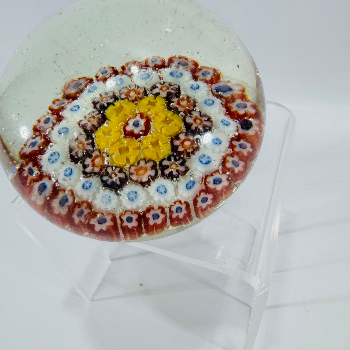 Vintage Murano Millefiori Glass Paperweight | Italian Floral Cane Art Glass