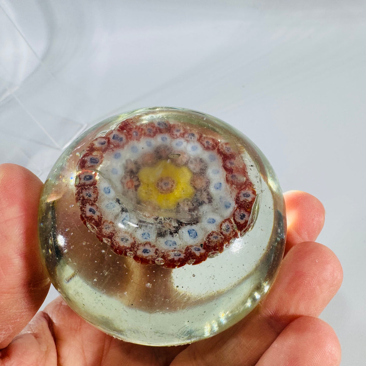 Vintage Murano Millefiori Glass Paperweight | Italian Floral Cane Art Glass