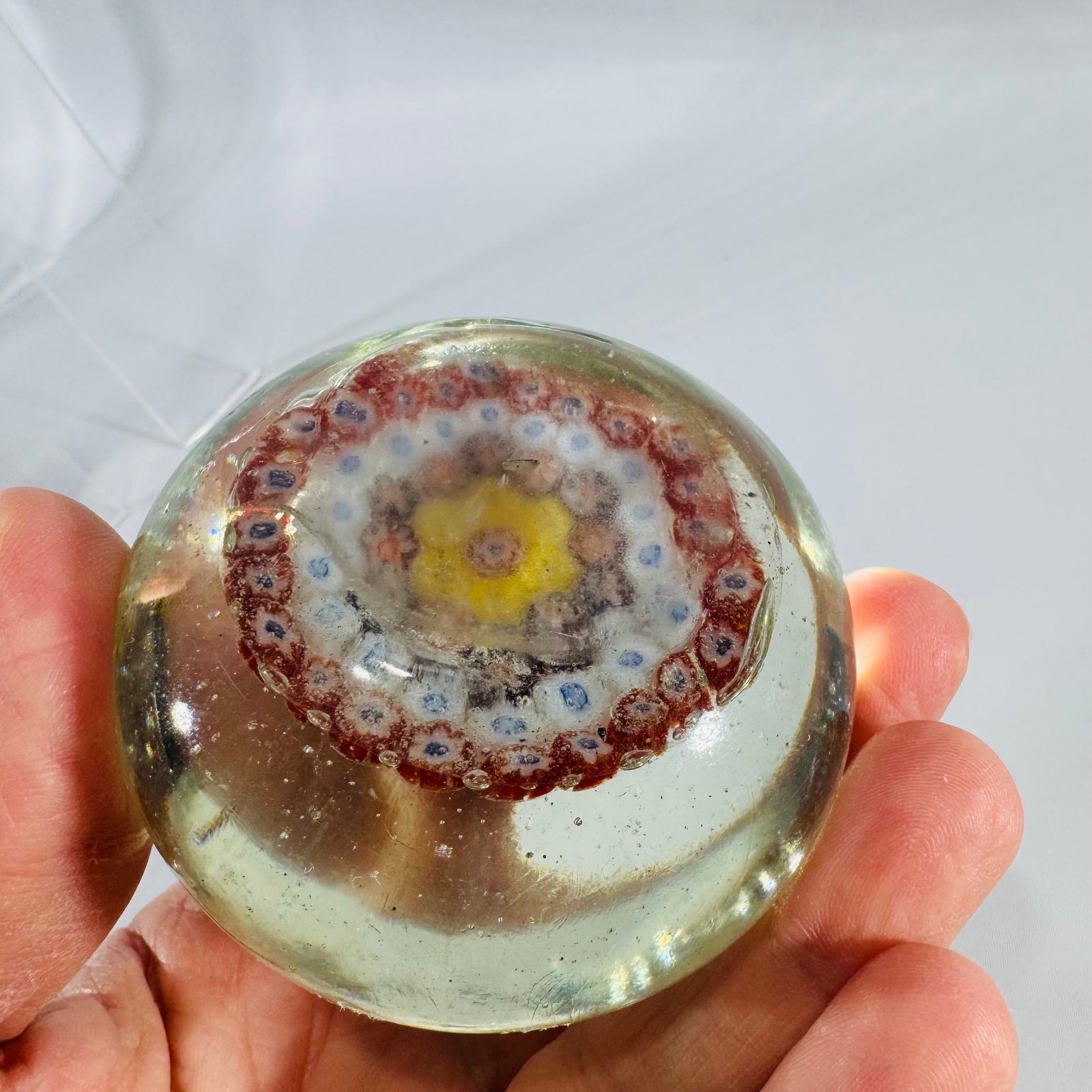 Vintage Murano Millefiori Glass Paperweight | Italian Floral Cane Art Glass
