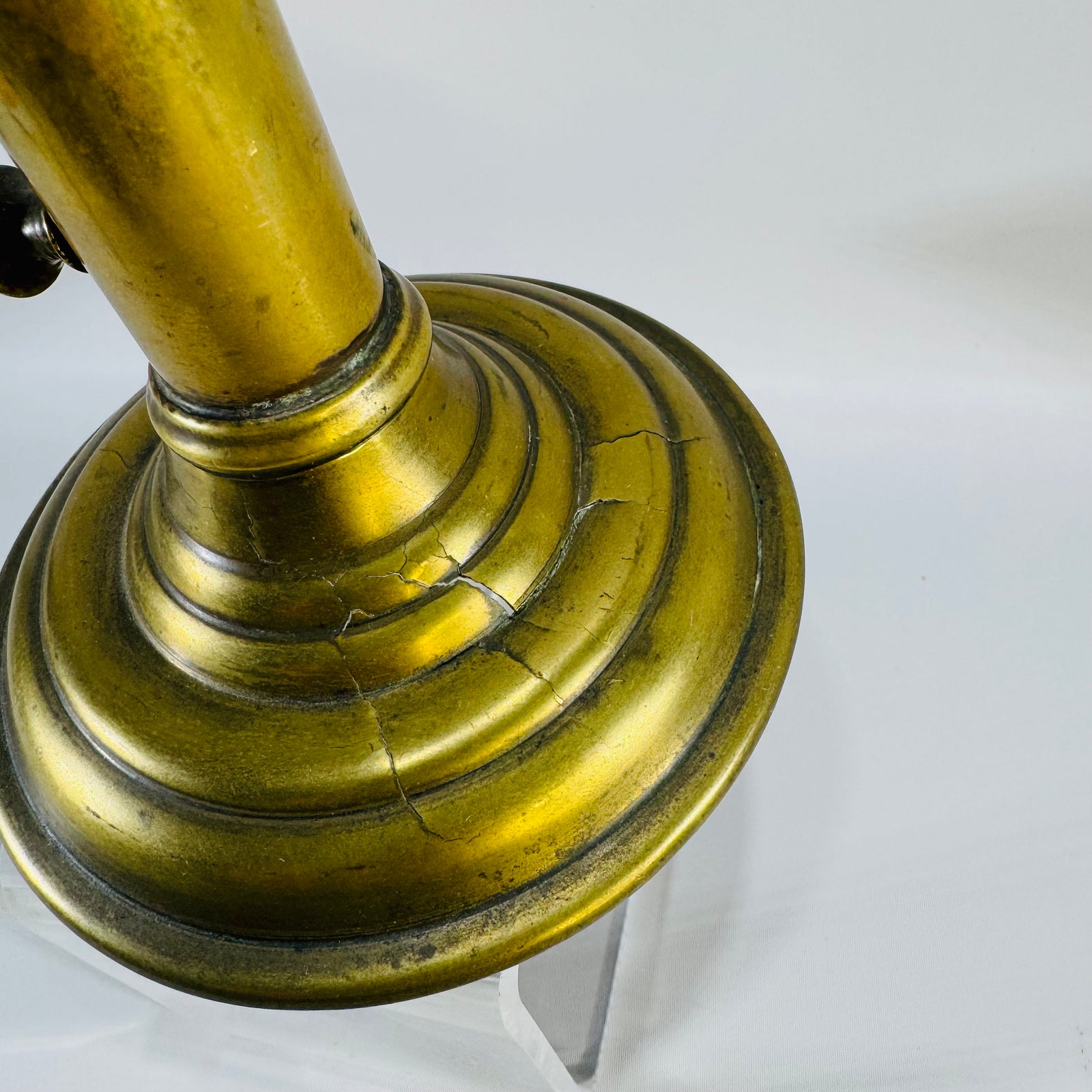 Vintage Brass Push Up Candlestick | Adjustable Taper Candle Holder with Round Base