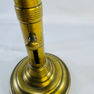 Vintage Brass Push Up Candlestick | Adjustable Taper Candle Holder with Round Base