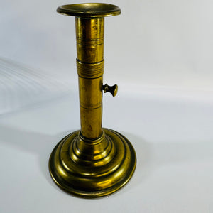 Vintage Brass Push Up Candlestick | Adjustable Taper Candle Holder with Round Base