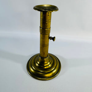 Vintage Brass Push Up Candlestick | Adjustable Taper Candle Holder with Round Base
