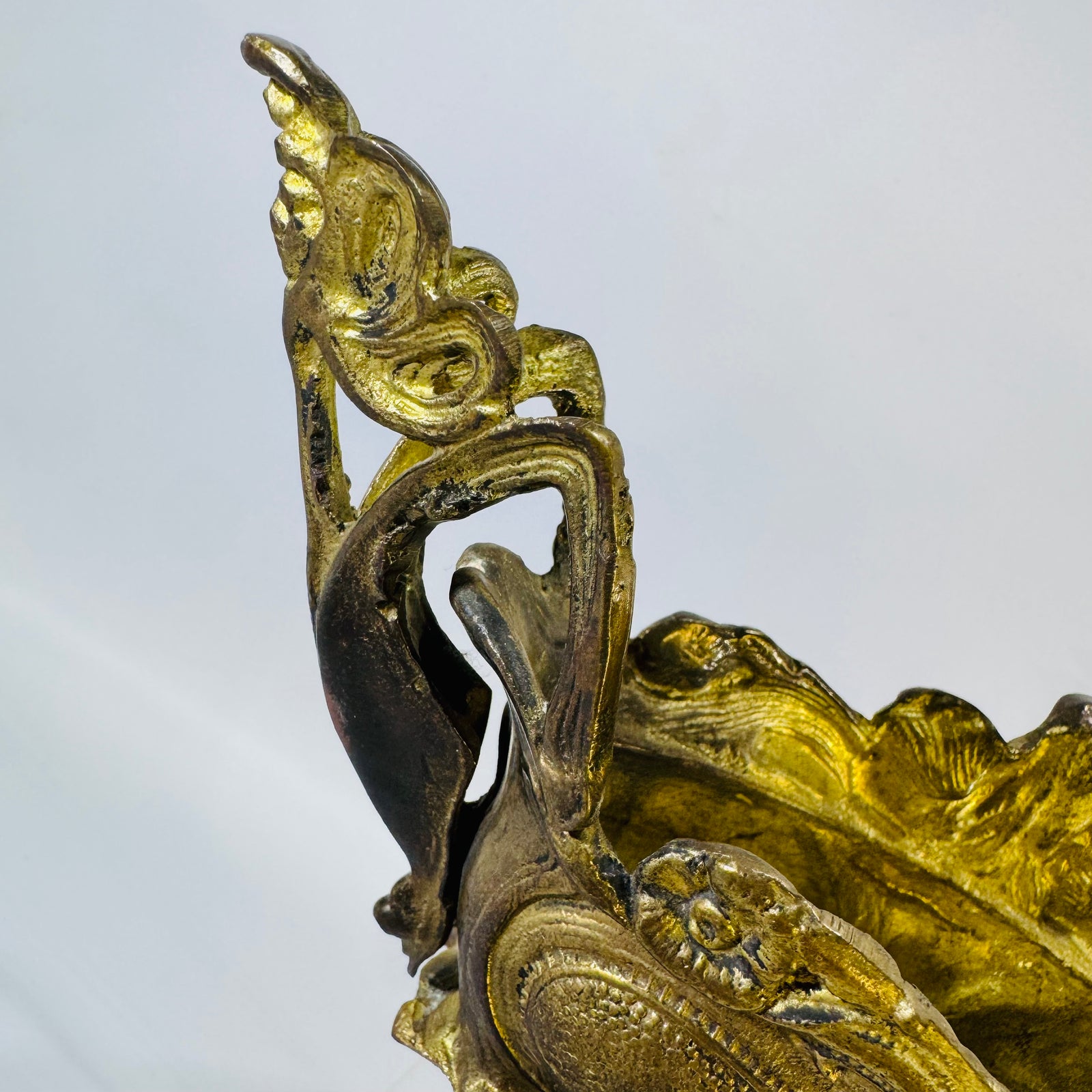 French Art Nouveau Jardiniere Centerpiece | Ornate Gilt Metal Planter with Female Bust