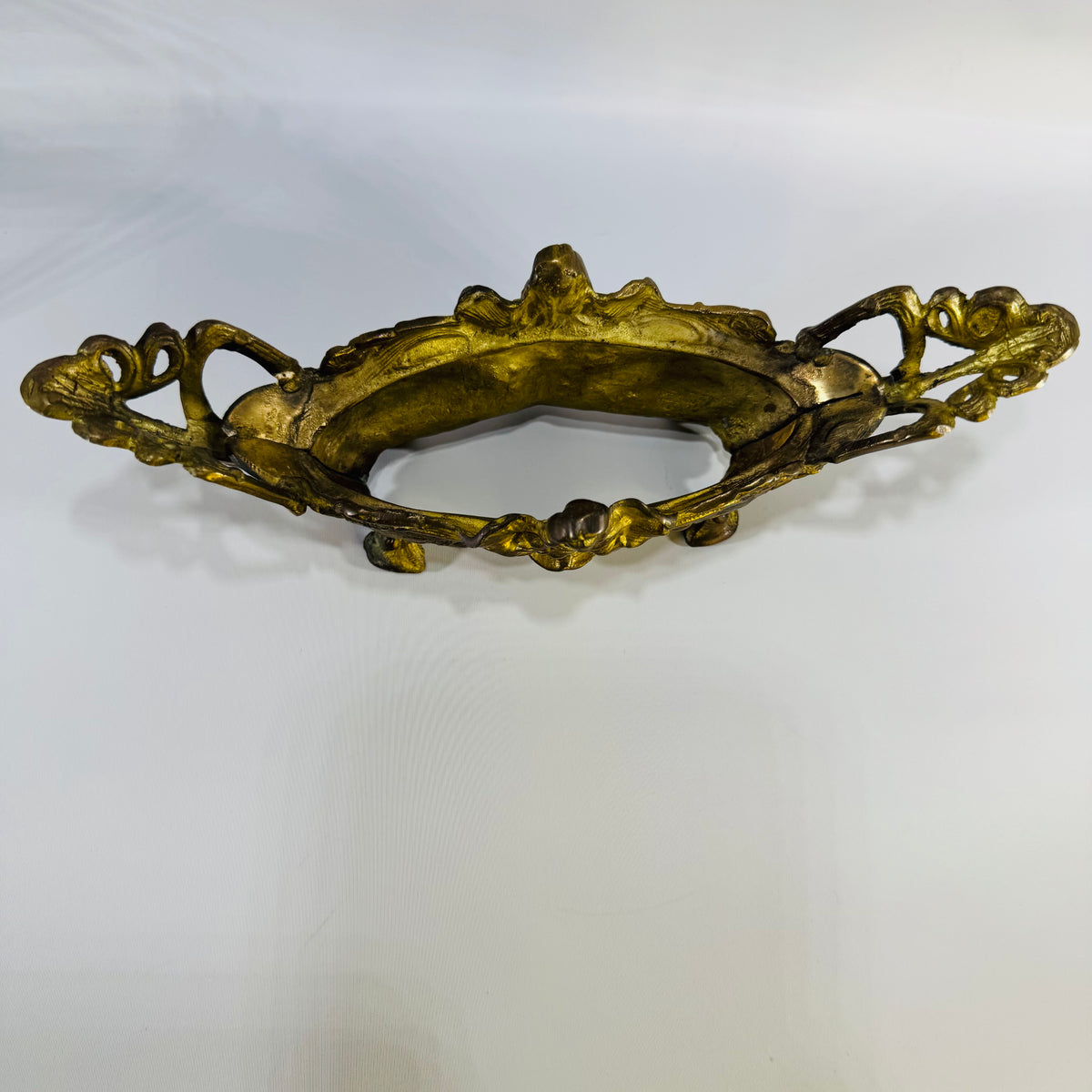 French Art Nouveau Jardiniere Centerpiece | Ornate Gilt Metal Planter with Female Bust