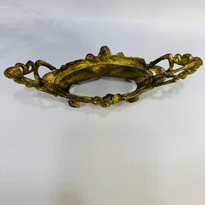 French Art Nouveau Jardiniere Centerpiece | Ornate Gilt Metal Planter with Female Bust