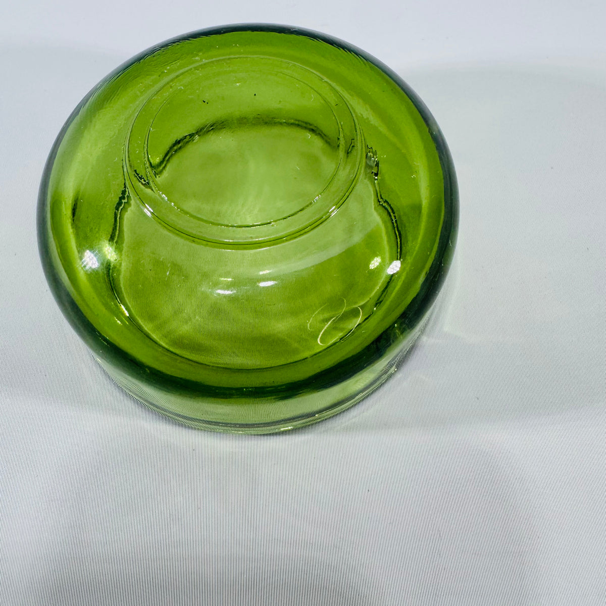 Vintage Green Glass Ashtray | Small Round Trinket Dish Catchall