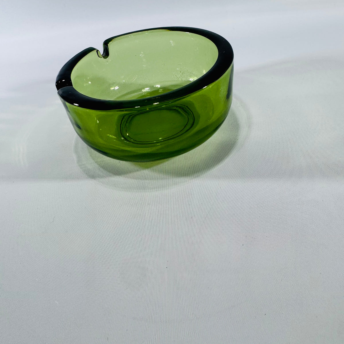 Vintage Green Glass Ashtray | Small Round Trinket Dish Catchall