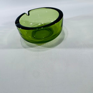 Vintage Green Glass Ashtray | Small Round Trinket Dish Catchall