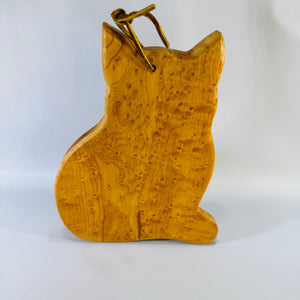 Vintage Cat Shaped Birdseye Maple Cutting Board | Wood Charcuterie Serving Board