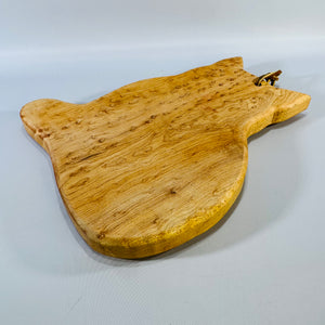 Vintage Cat Shaped Birdseye Maple Cutting Board | Wood Charcuterie Serving Board