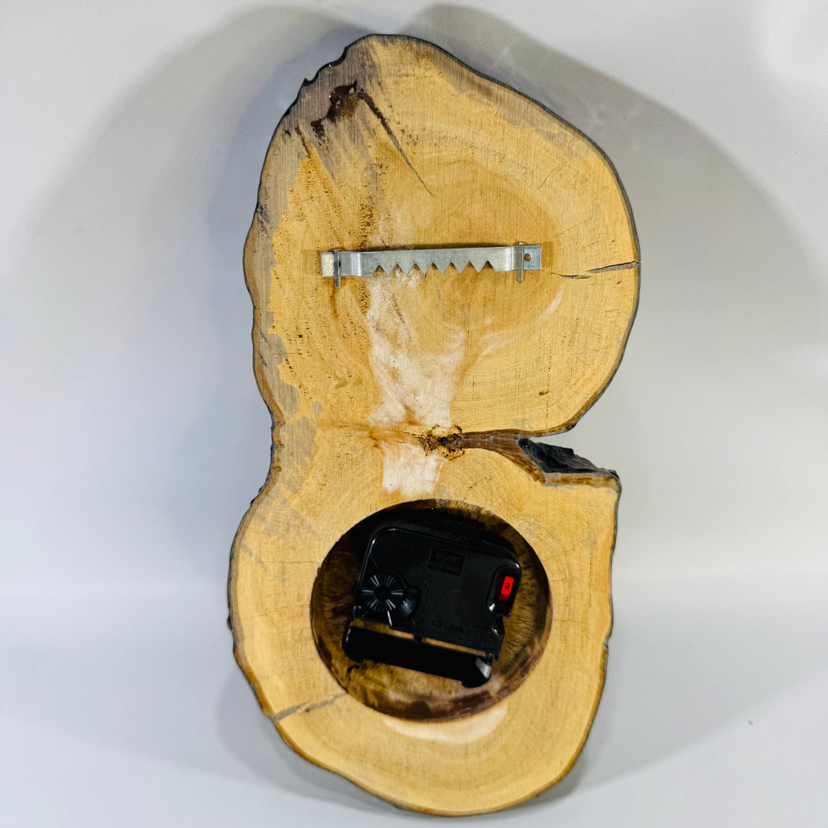 Vintage Live Edge Wood Slab Wall Clock | Rustic Lacquered Wood Clock