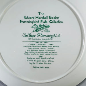 Boehm Calliope Hummingbird Collector Plate | Vintage Bone China Bird Plate