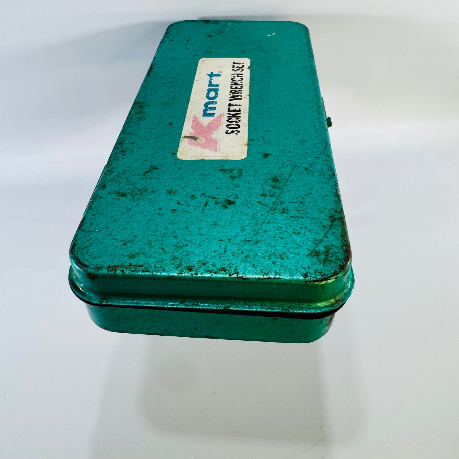 Vintage Kmart 13-Piece 3/8" Drive Metric Socket Wrench Set in Green Metal Case