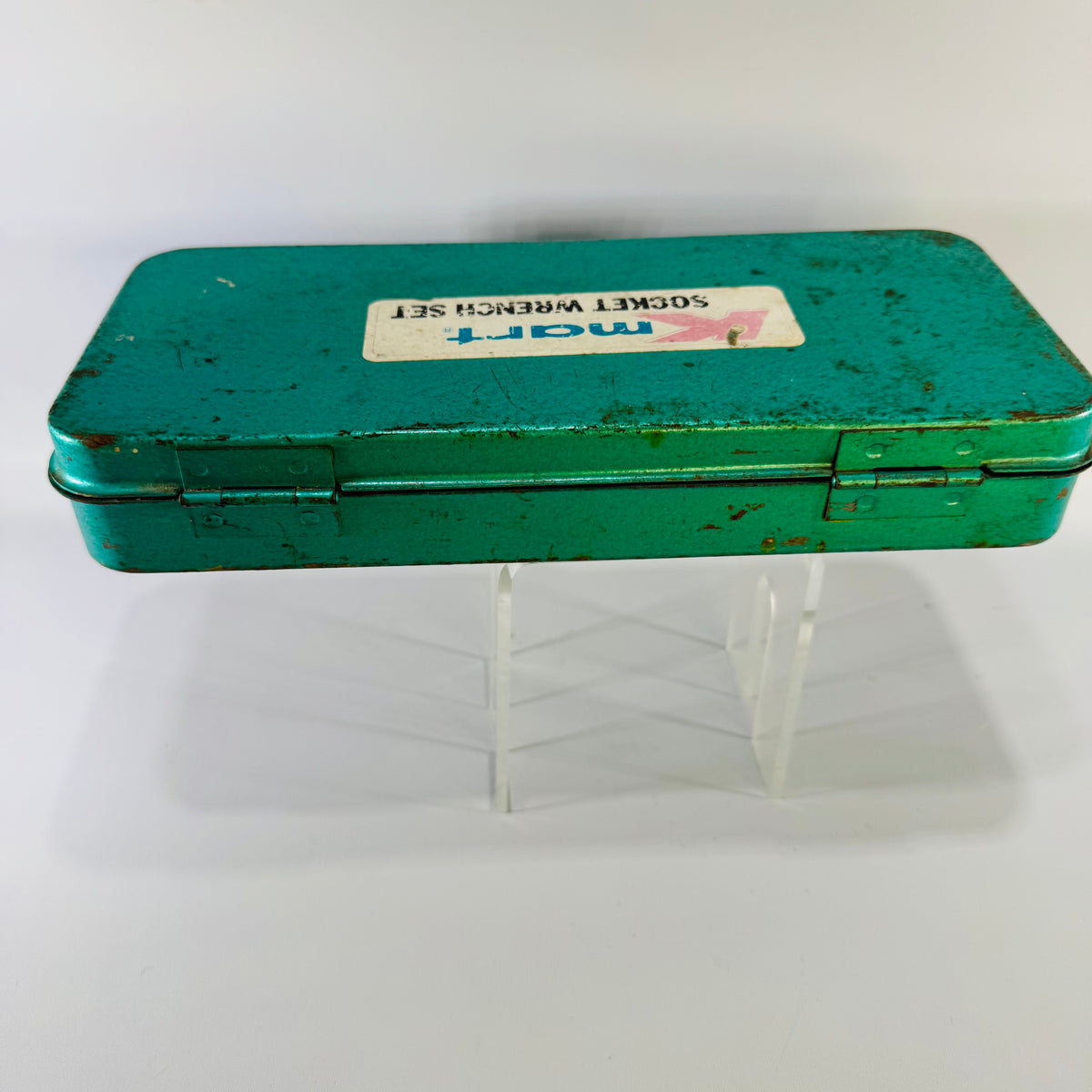 Vintage Kmart 13-Piece 3/8" Drive Metric Socket Wrench Set in Green Metal Case