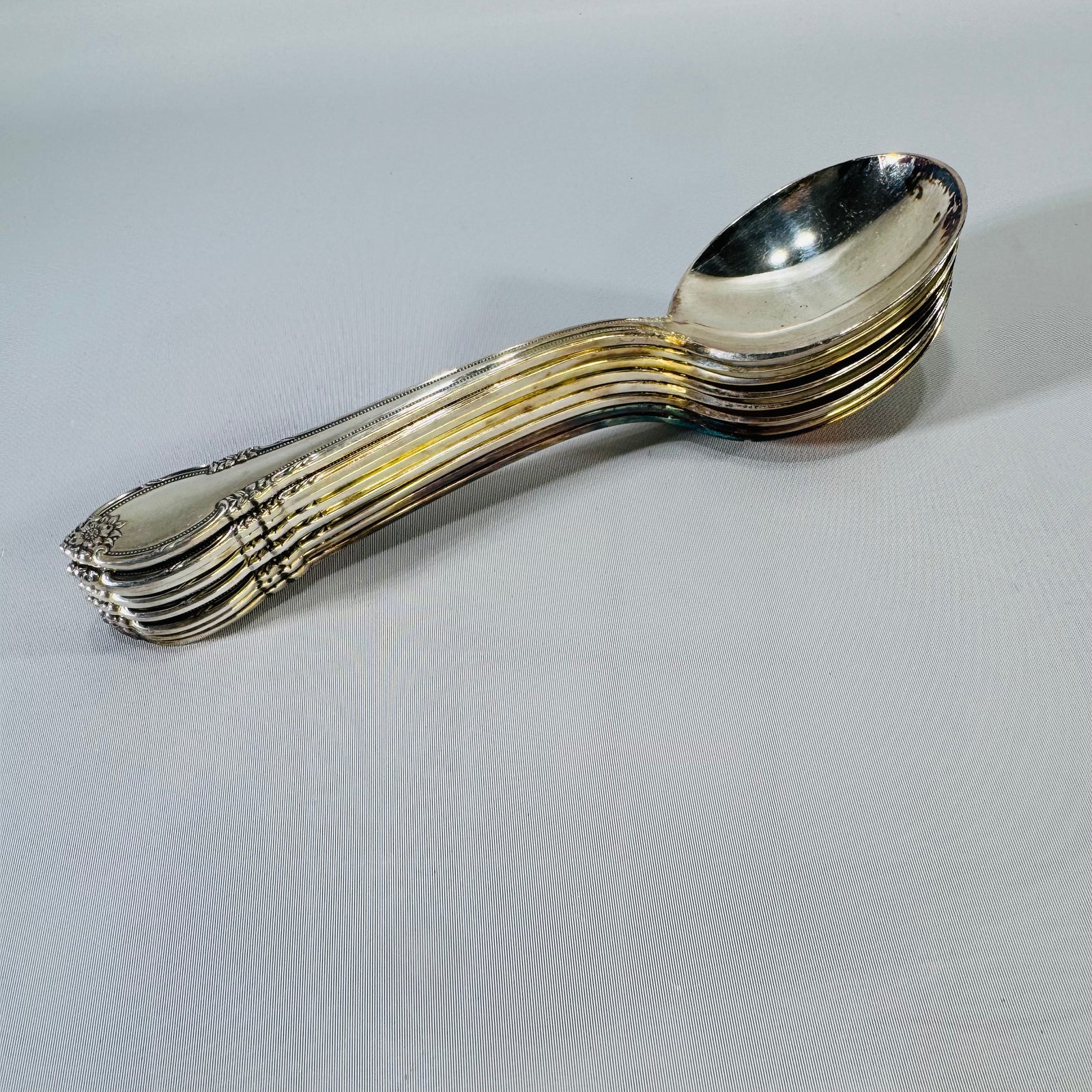 Vintage 1847 Rogers Bros Remembrance Silverplate Soup Spoon Set of 8 | 1948 Floral Flatware
