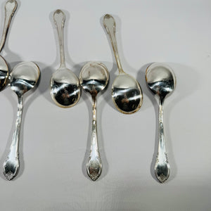 Vintage 1847 Rogers Bros Remembrance Silverplate Soup Spoon Set of 8 | 1948 Floral Flatware