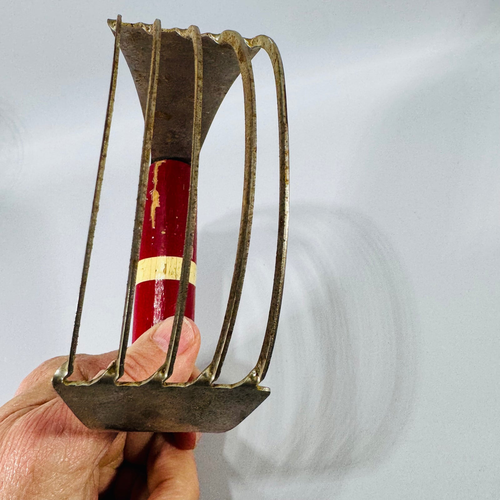 Vintage Red Handle Pastry Blender | Metal Wire Dough Cutter Farmhouse Baking Tool