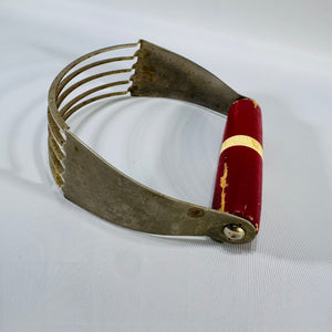 Vintage Red Handle Pastry Blender | Metal Wire Dough Cutter Farmhouse Baking Tool