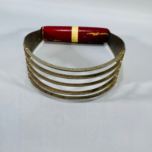 Vintage Red Handle Pastry Blender | Metal Wire Dough Cutter Farmhouse Baking Tool