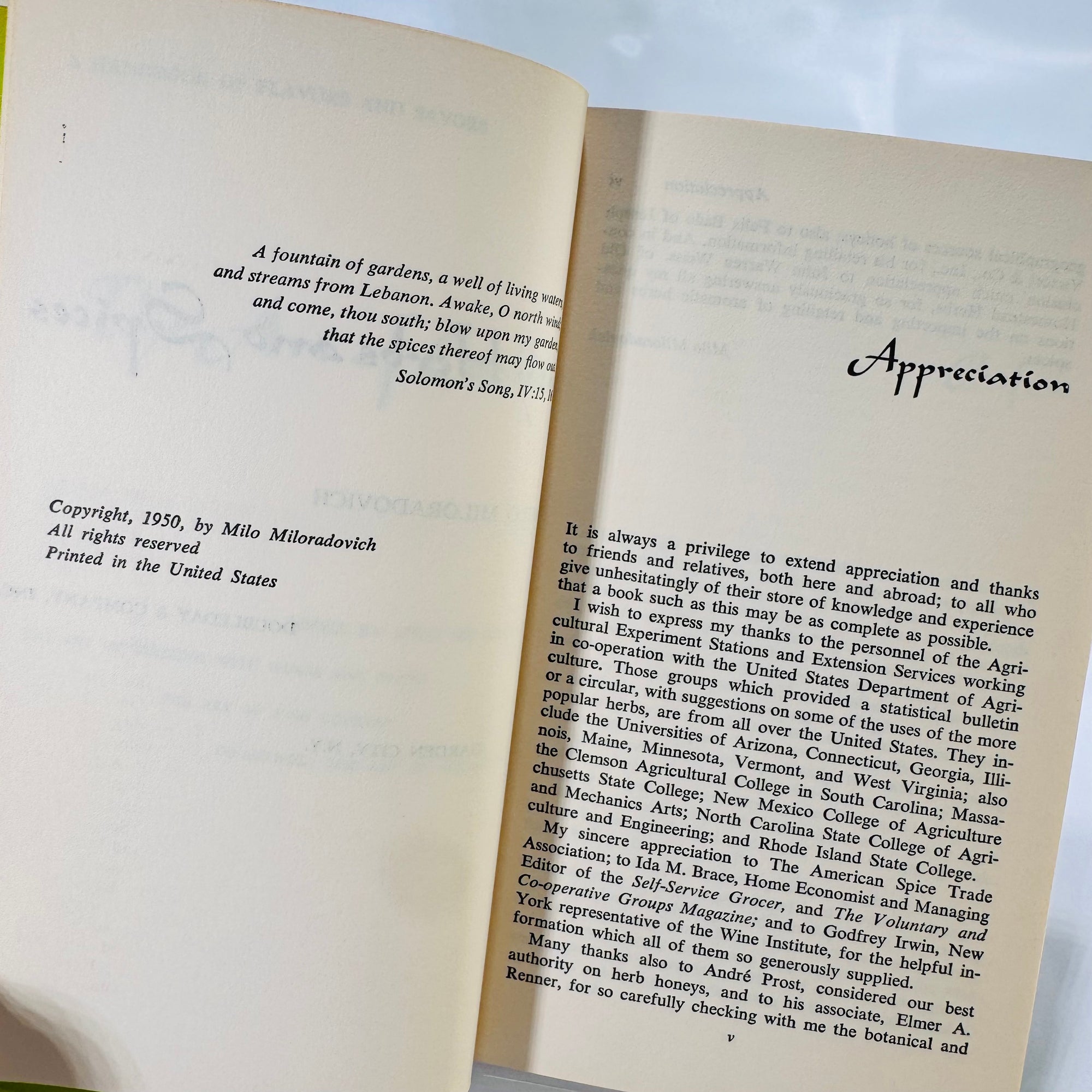 The Art of Cooking with Herbs and Spices by Milo Miloradovich (1950), Doubleday and Company, Hardcover