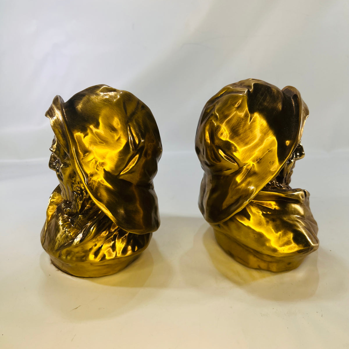 Brass Sea Captain Bust Set of Book Ends "Old Salt" by PM Craftman Lakeland Florida