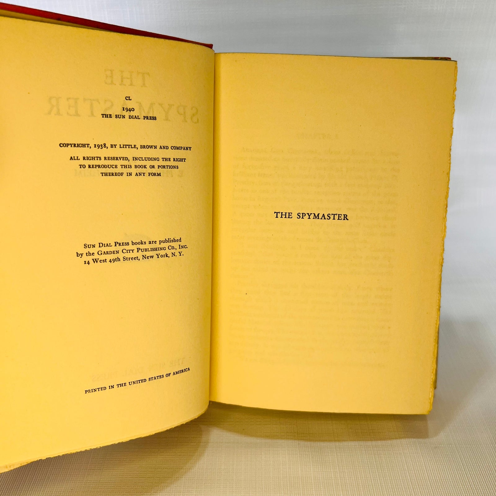 The Spy Master by E. Phillips Oppenheim 1940 Sundial Press