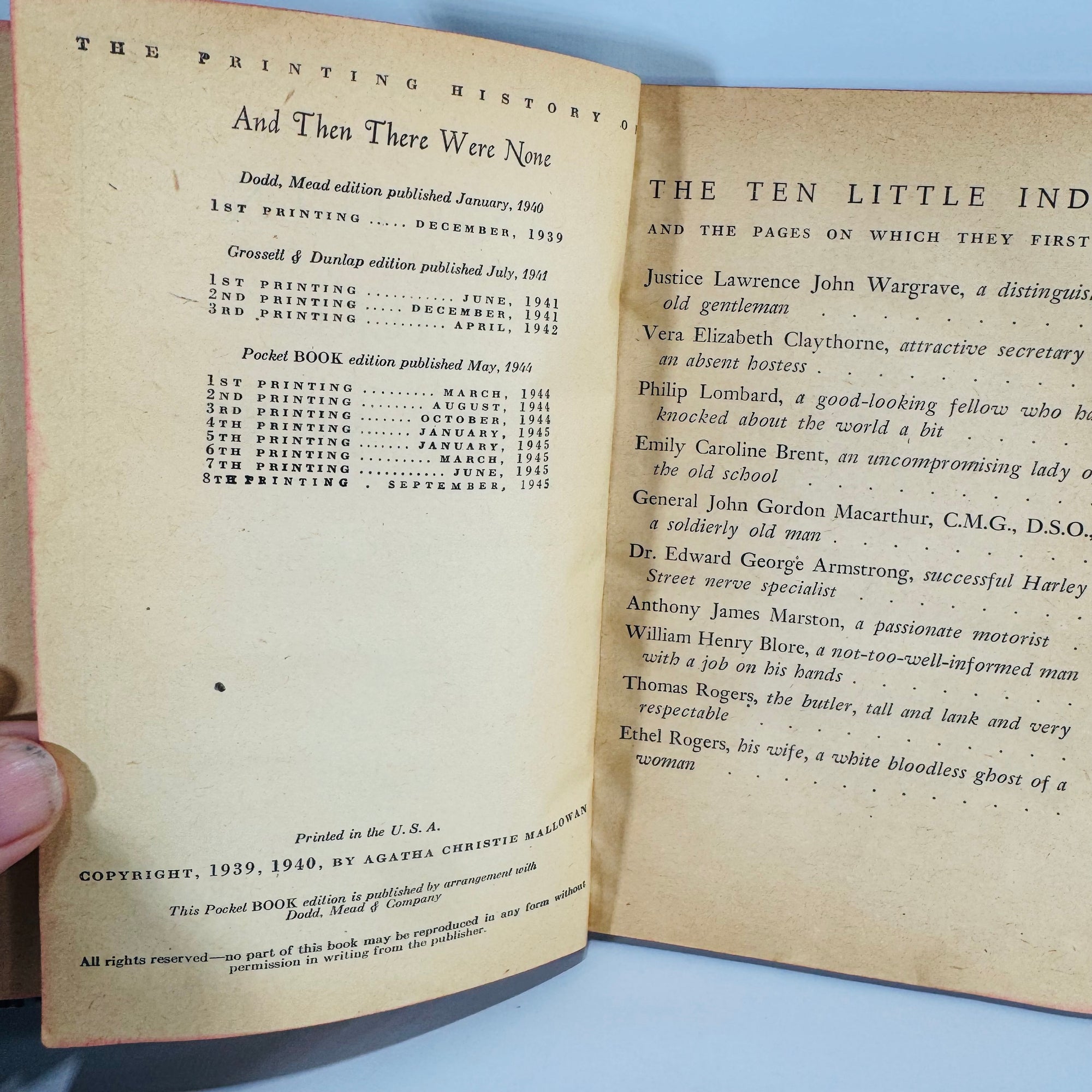 Agatha Christie Vintage Pocket Book Bundle | And Then There Were None & Funerals Are Fatal | 1945 & 1954 Editions
