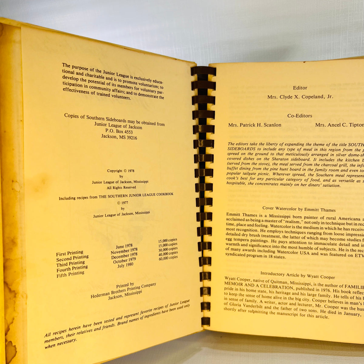 Southern Sideboards compiled by Junior League of Jackson Mississippi 1980 Hederman Brothers Printing Co.
