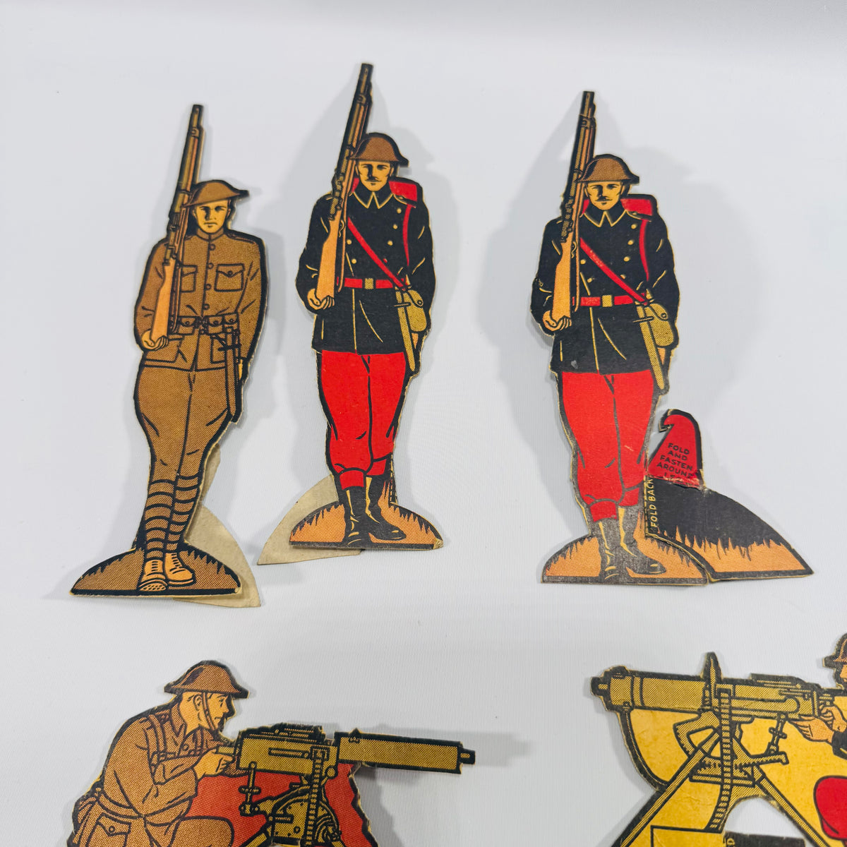 Vintage Paper Toy Soldier Figures Die Cut Military Display Set