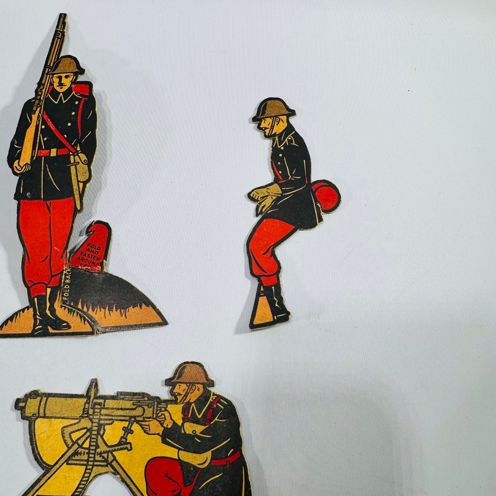 Vintage Paper Toy Soldier Figures Die Cut Military Display Set