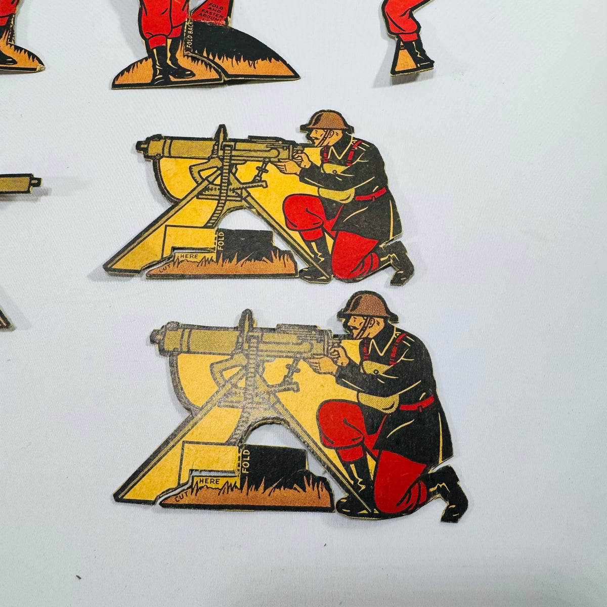 Vintage Paper Toy Soldier Figures Die Cut Military Display Set