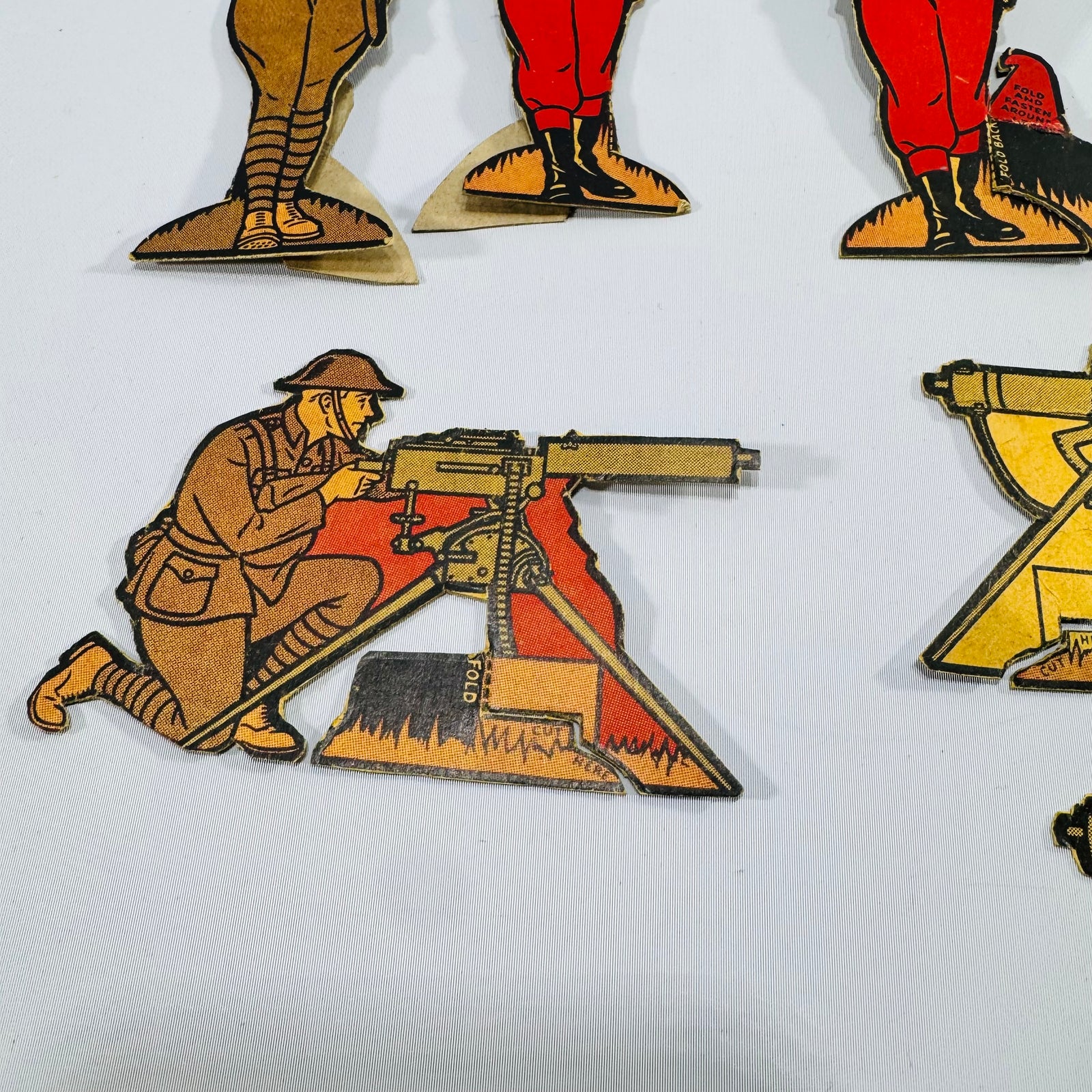 Vintage Paper Toy Soldier Figures Die Cut Military Display Set