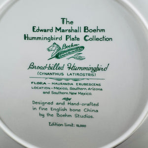 Boehm Broad-billed Hummingbird Collector Plate Fine English Bone China
